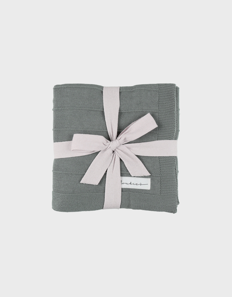 Khaki organic knit blanket 75x100 cm
