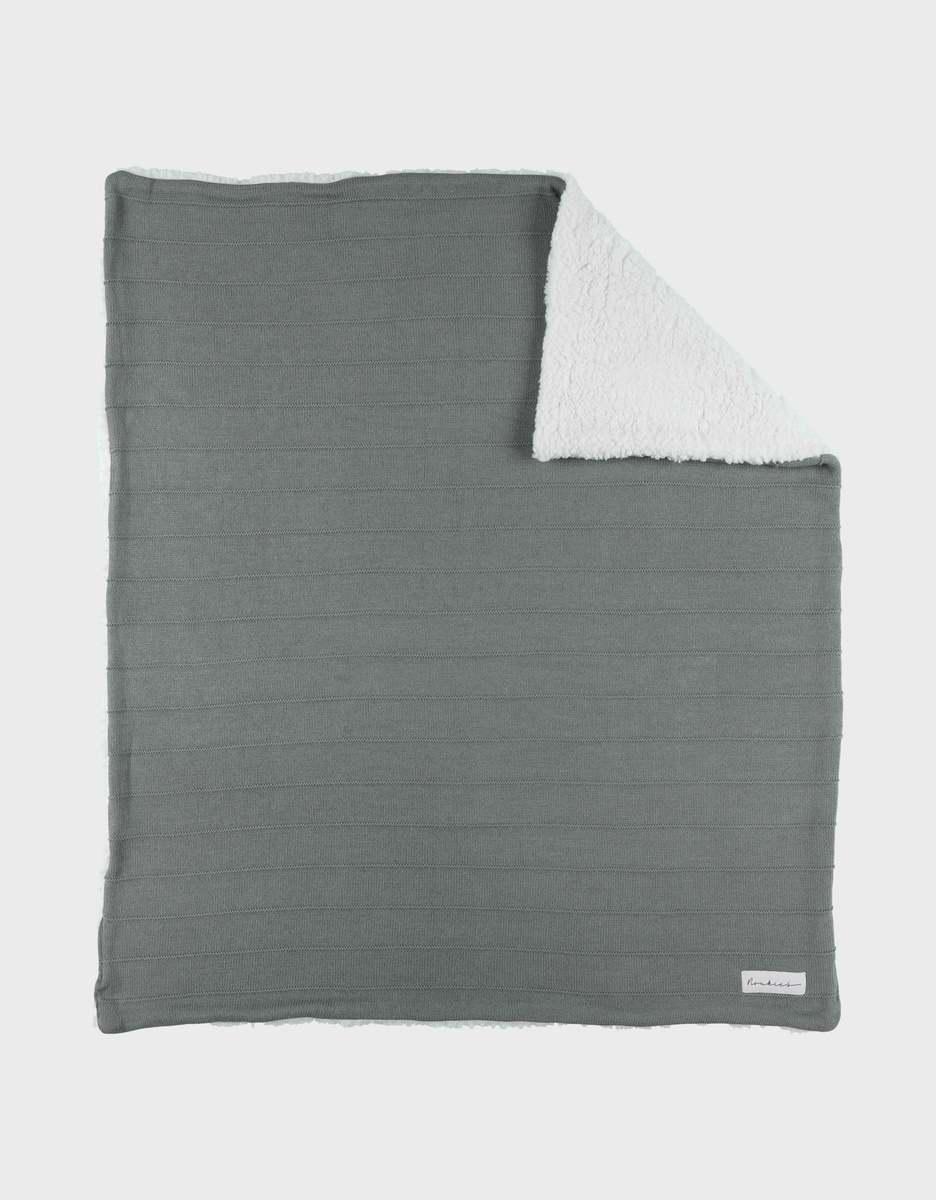 75x100 cm khaki blanket in organic cotton and sherpa

