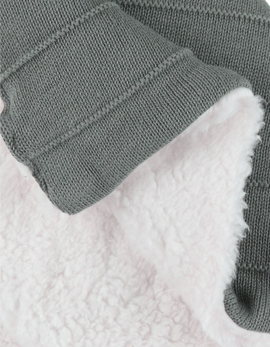 75x100 cm khaki blanket in organic cotton and sherpa
