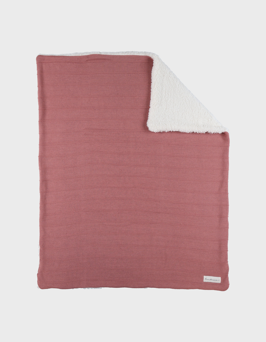 75x100 cm red blanket in organic cotton and sherpa
