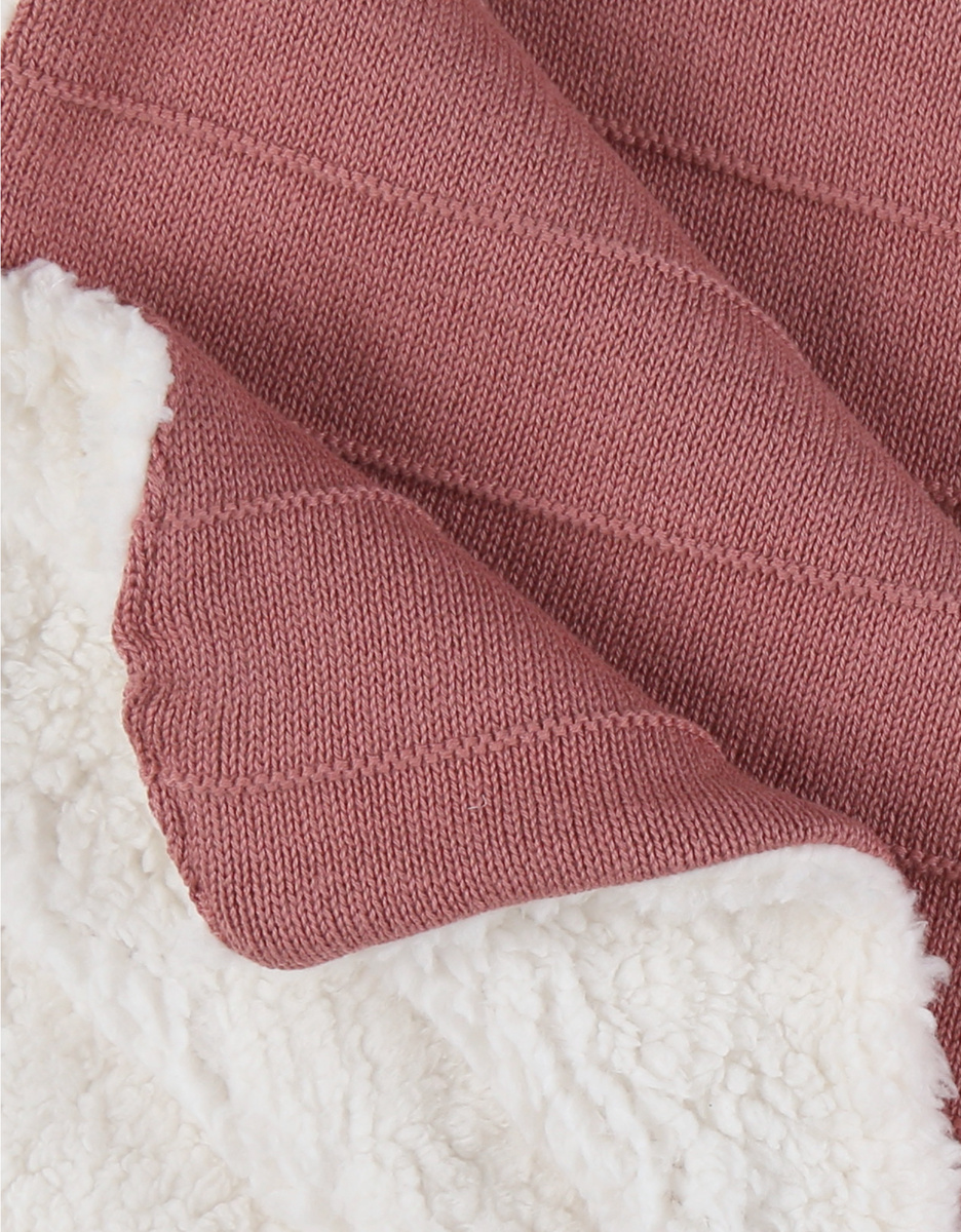 75x100 cm red blanket in organic cotton and sherpa
