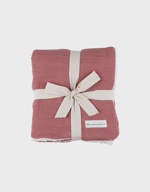 75x100 cm red blanket in organic cotton and sherpa
