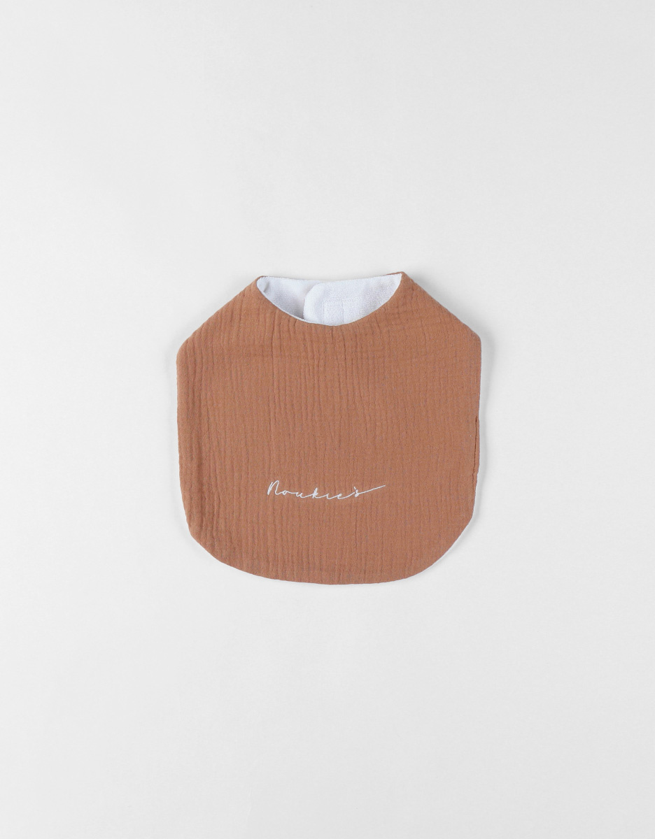 Lot de 3 bavoirs imprimé éléphant en mousseline, blanc