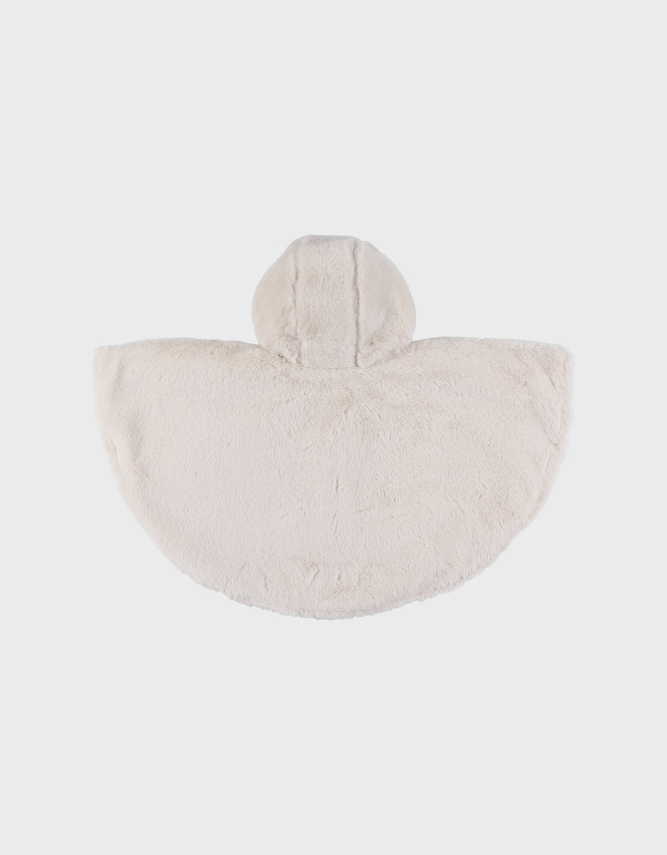 Beige faux fur poncho
