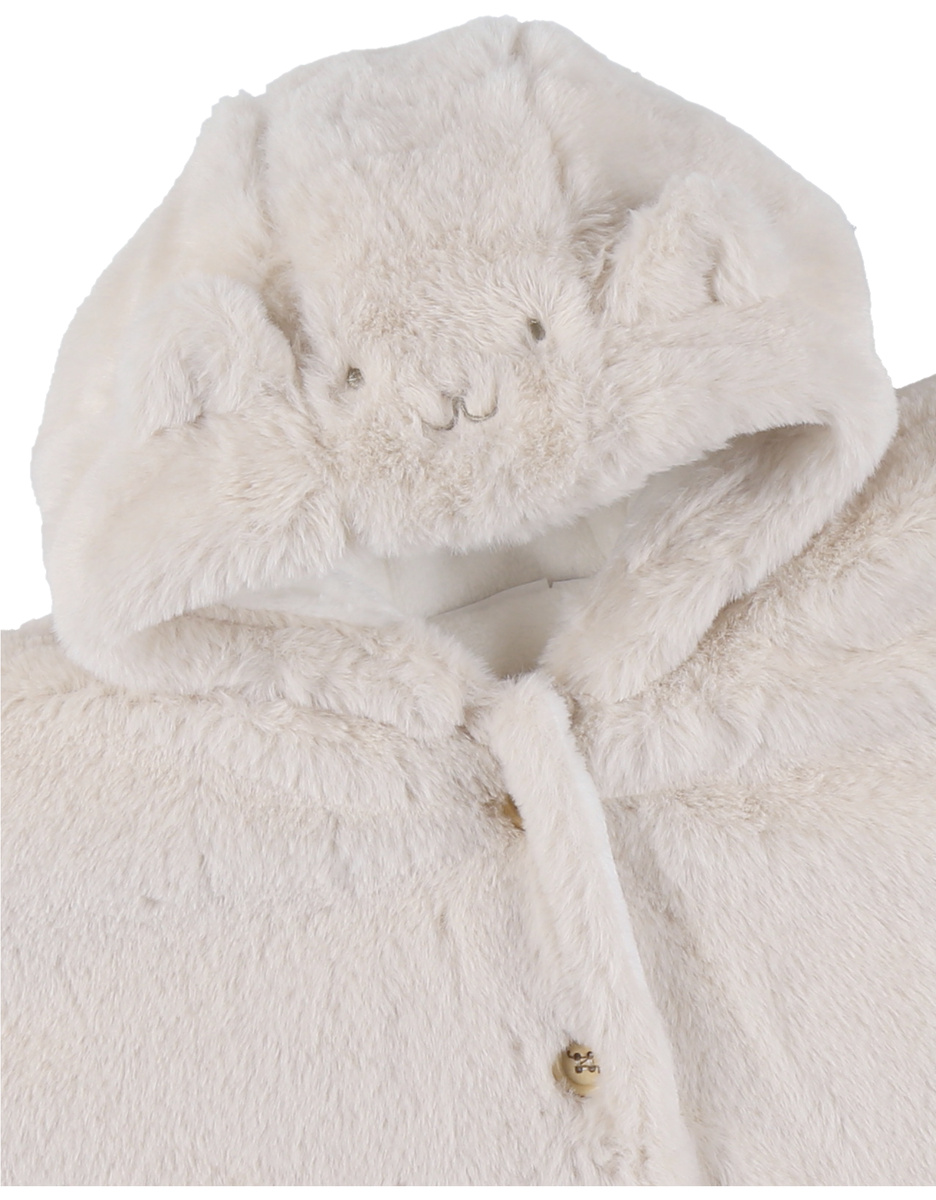 Beige faux fur poncho
