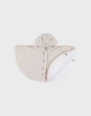Beige faux fur poncho
