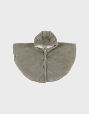 Khaki faux fur poncho
