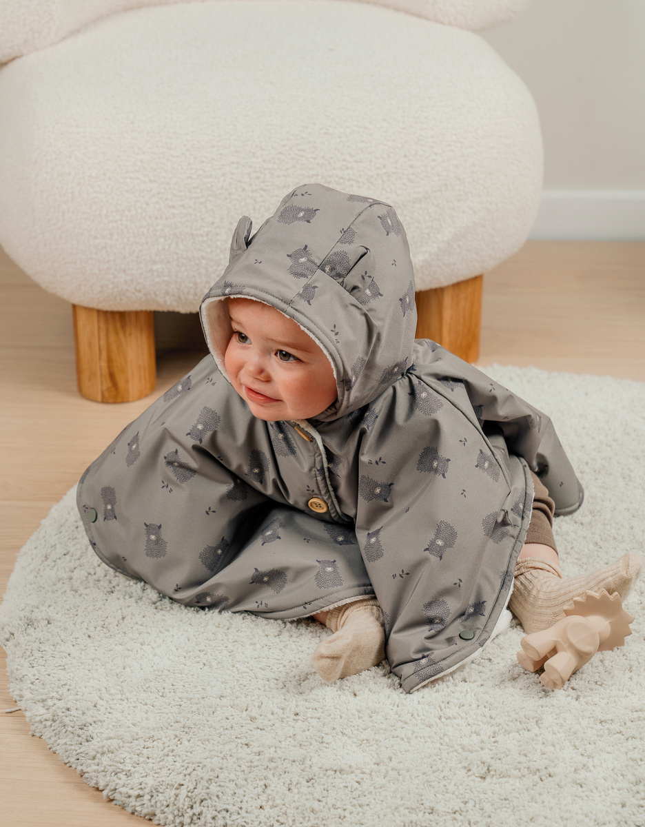 Kaki waterdichte poncho met Groloudoux® voering