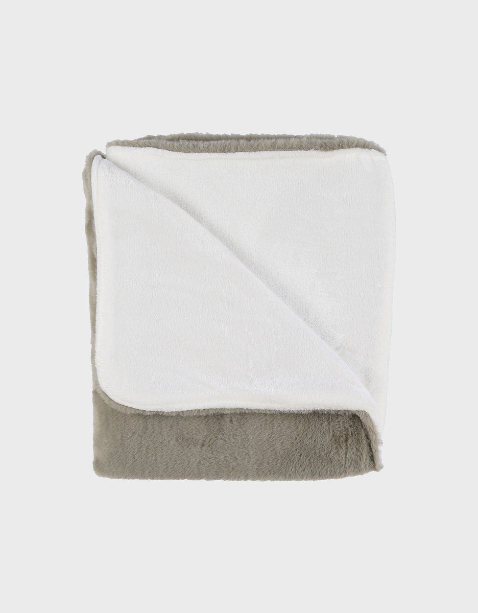 Khaki faux fur blanket 140x200 cm
