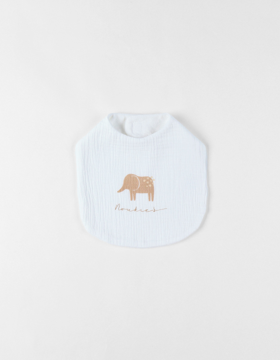 Set met 3 mousseline slabbetjes met olifant print, wit