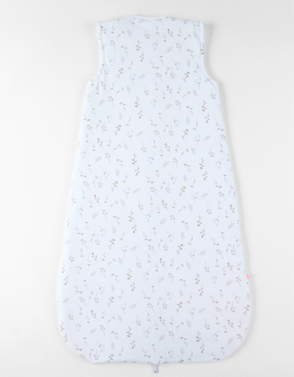 100 cm pointelle jersey sleeping bag with flowers print, off-white