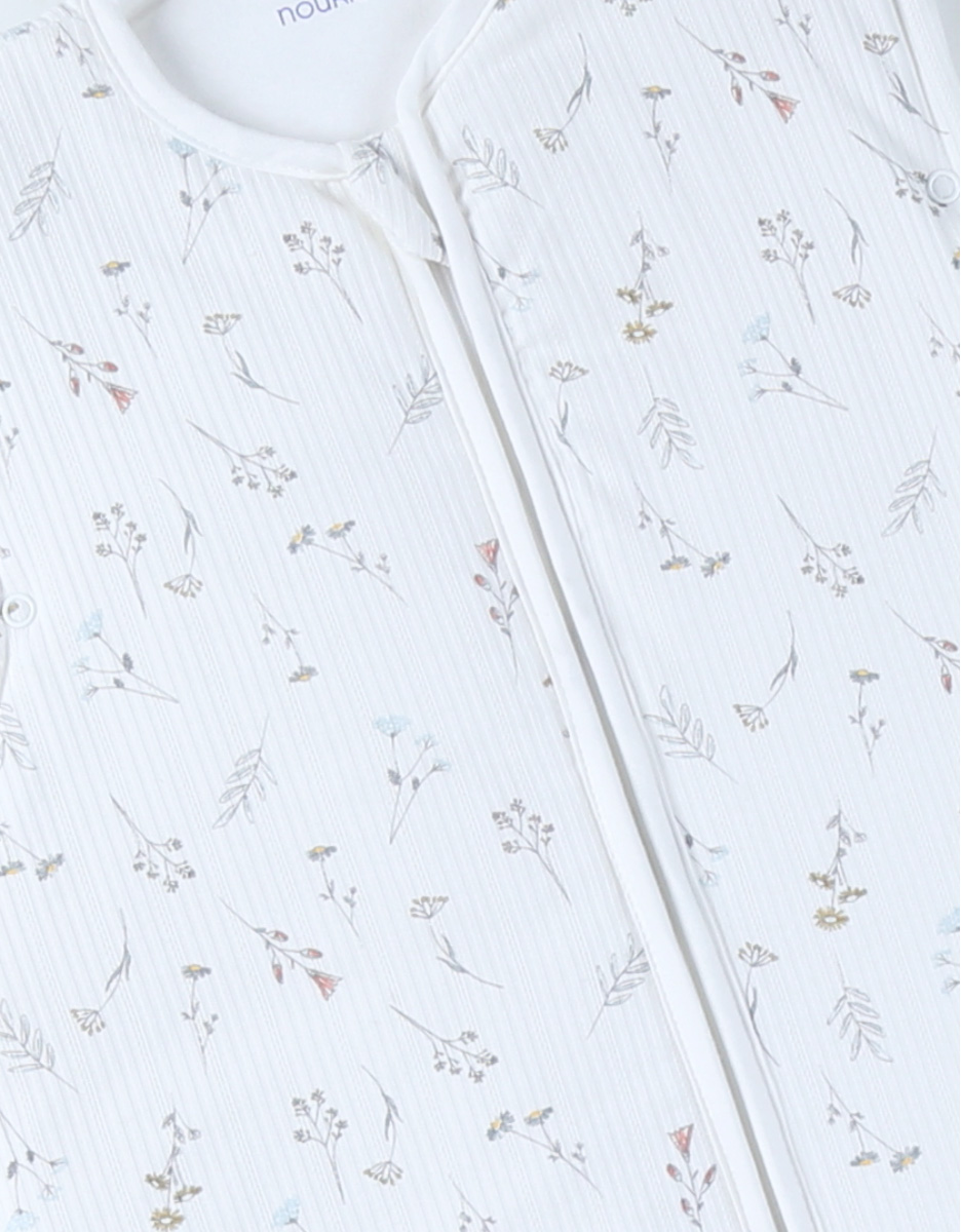 100 cm pointelle jersey sleeping bag with flowers print, off-white