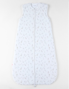 100 cm pointelle jersey sleeping bag with flowers print, off-white