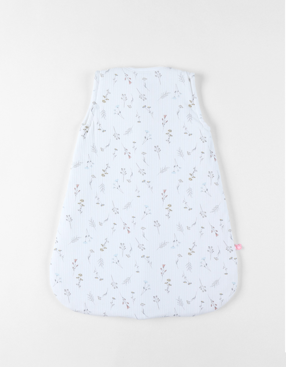 50 cm pointelle jersey sleeping bag with flowers print, off-white