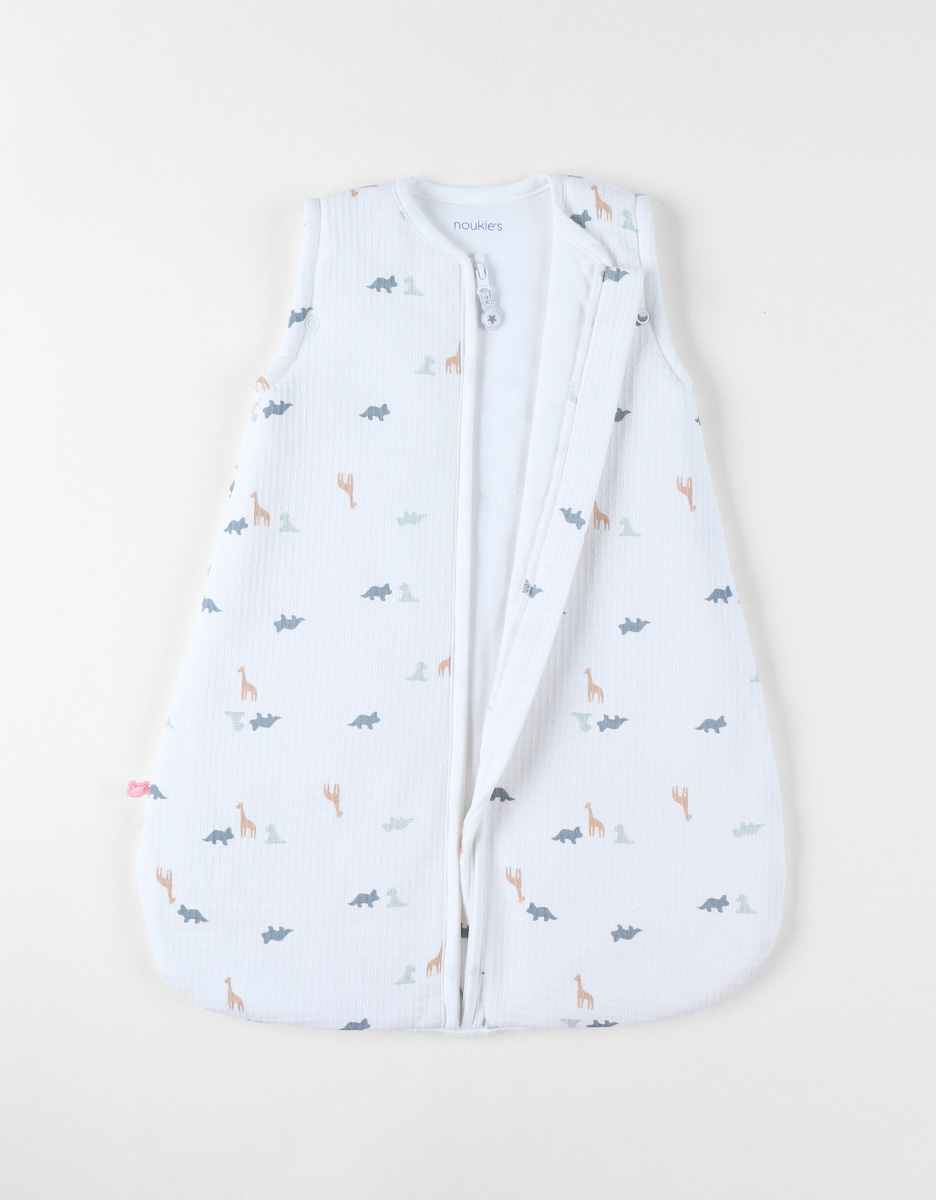 50 cm waffel jersey sleeping bag with dino print, off-white