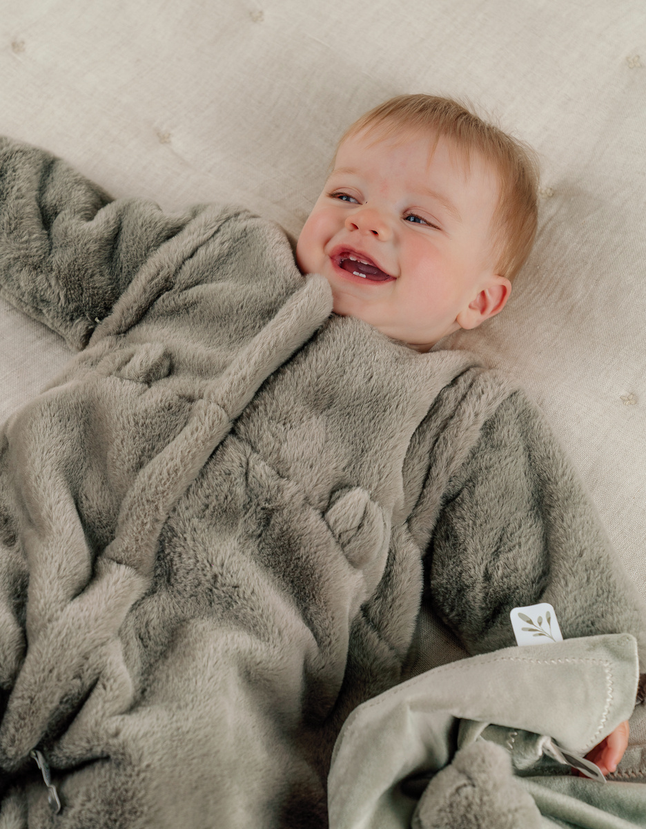 Khaki faux fur sleep sack 70 cm
