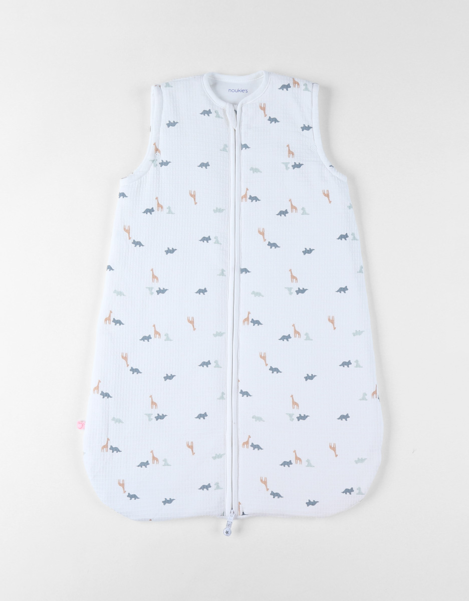 70 cm waffle jersey sleeping bag with dino print, off-white