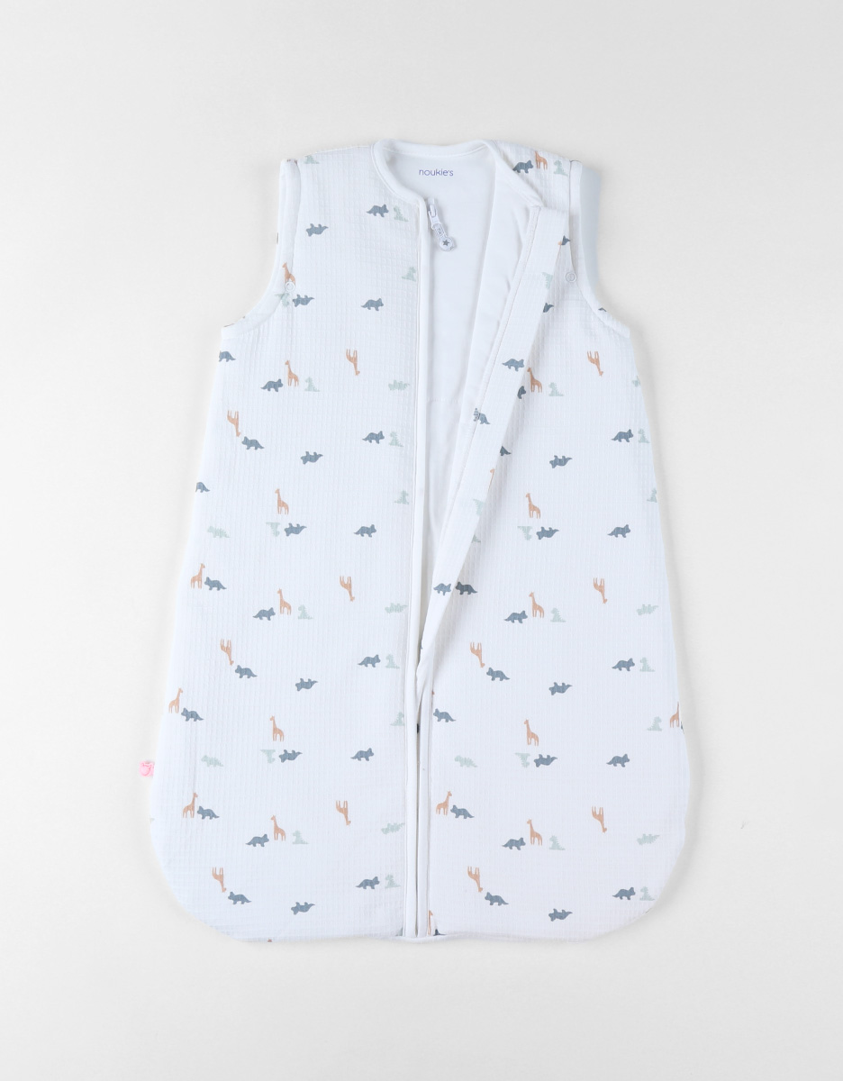 70 cm waffle jersey sleeping bag with dino print, off-white