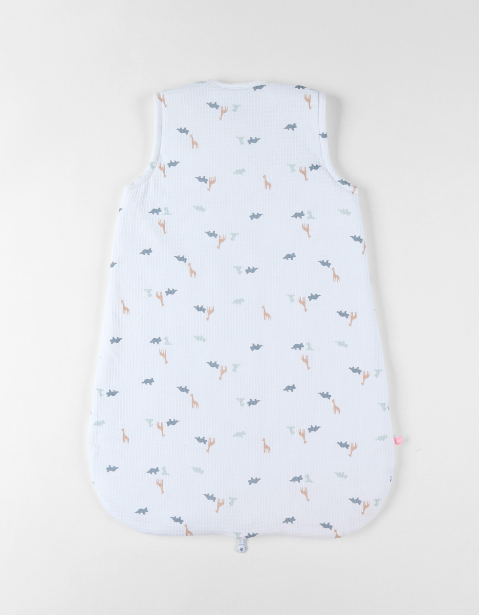 70 cm waffle jersey sleeping bag with dino print, off-white