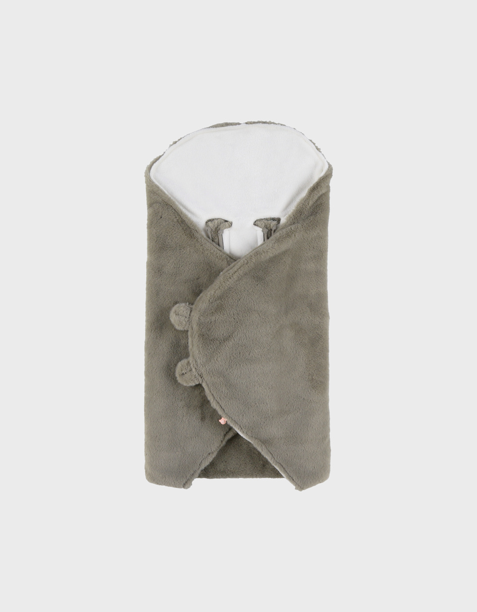 Khaki faux fur outing blanket 65x45 cm  

