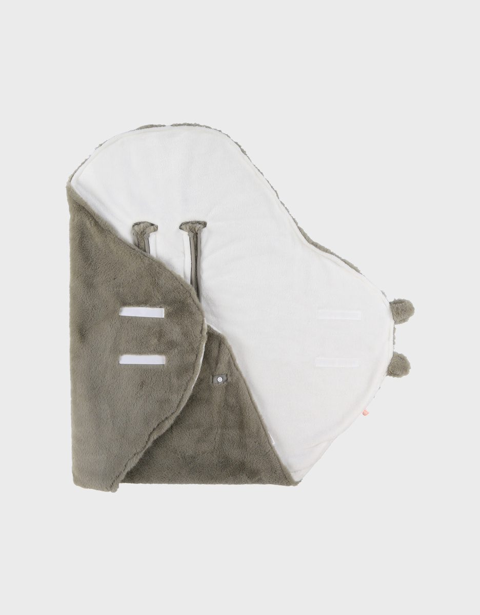 Khaki faux fur outing blanket 65x45 cm  

