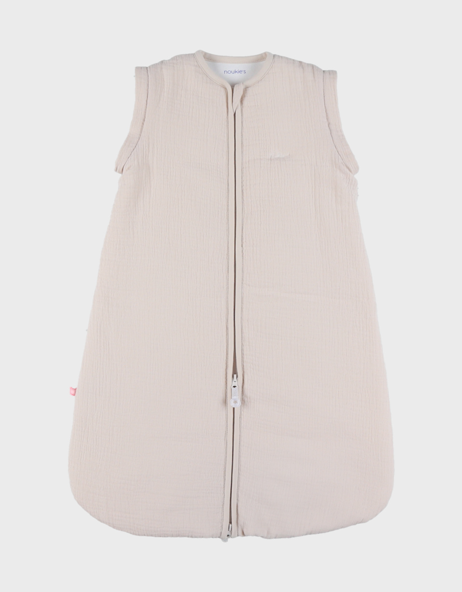 Sleeping bag 70 cm with detachable sleeves in organic cotton muslin
