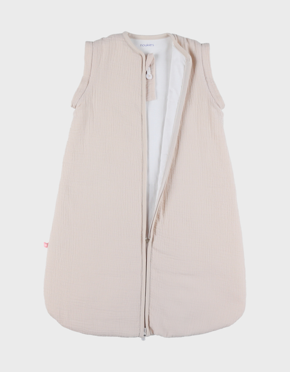 Sleeping bag 70 cm with detachable sleeves in organic cotton muslin
