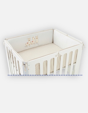 Veloudoux Moris & Sacha playpen mat with bumpers, off-white