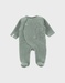 Groene babypyjama met olifantenborduursel in geribd fluweel
