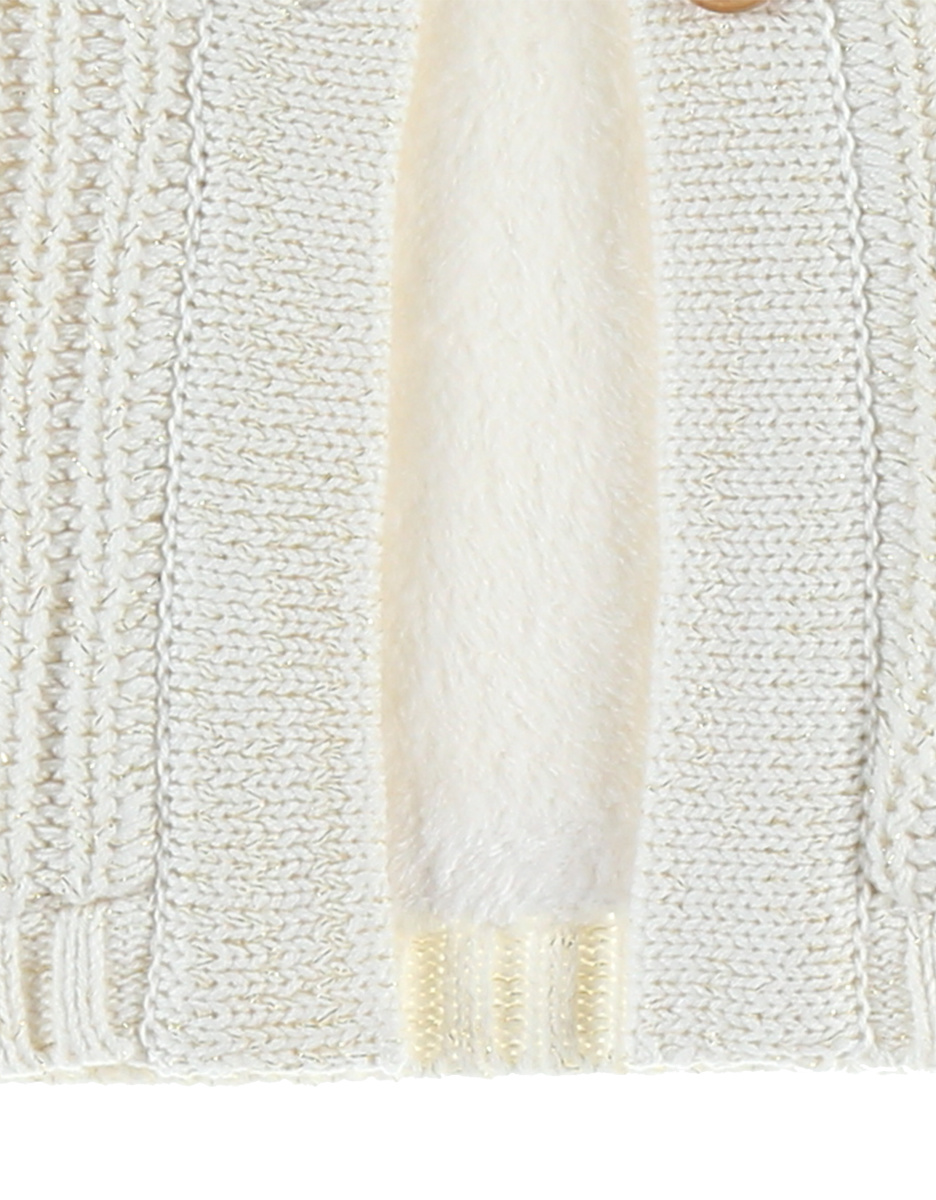 Long tricoloudoux cardigan, off-white