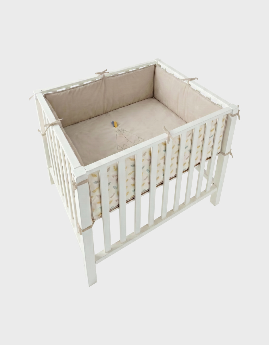 Omkeerbare speelmat voor box 75x95 cm - Moon feathers