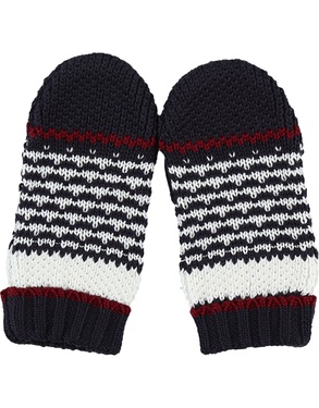 Mittens Striped Cotton Grey