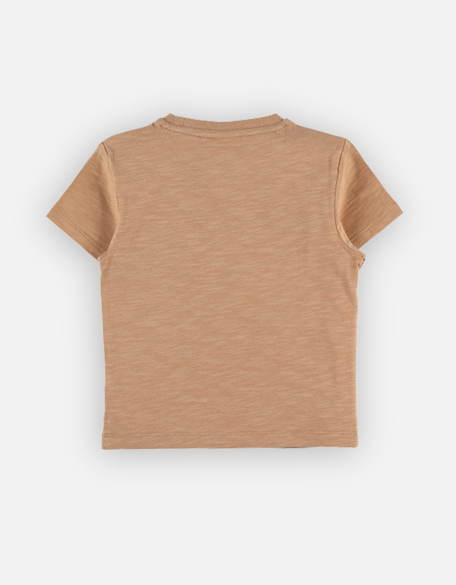 BIO katoenen t-shirt with gitaarprint, camel