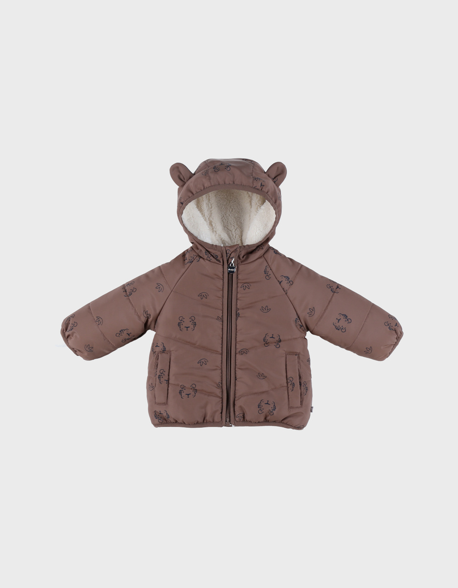 Brown water-repellent jacket in Groloudoux® and sherpa
