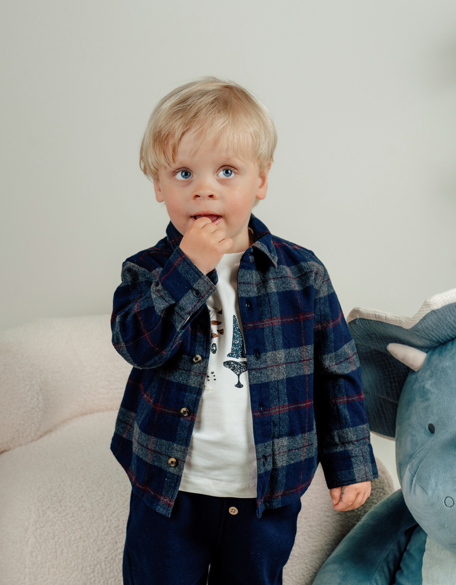 Blauw geruit overshirt
