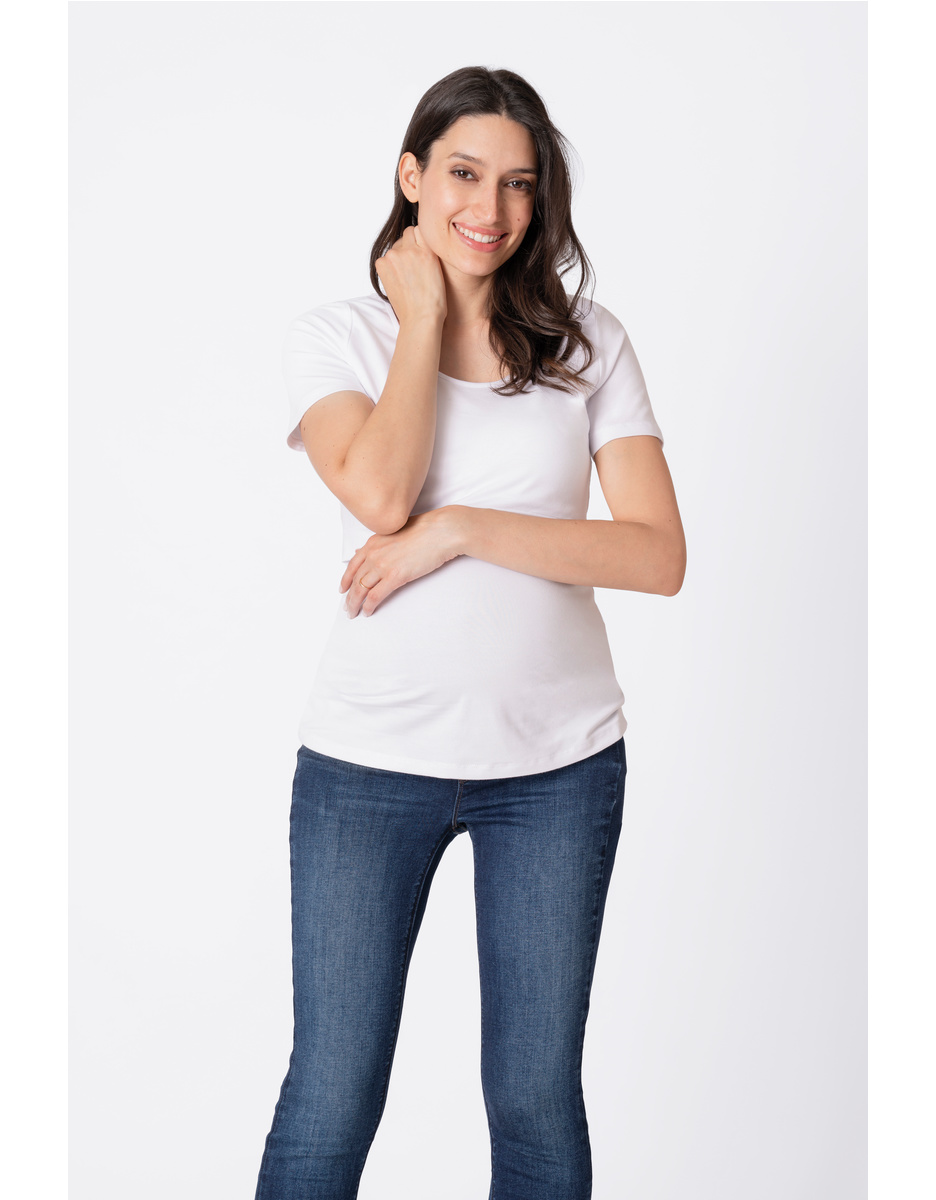 Set van 2 zwangerschaps- en borstvoedings-t-shirts, wit en zwart