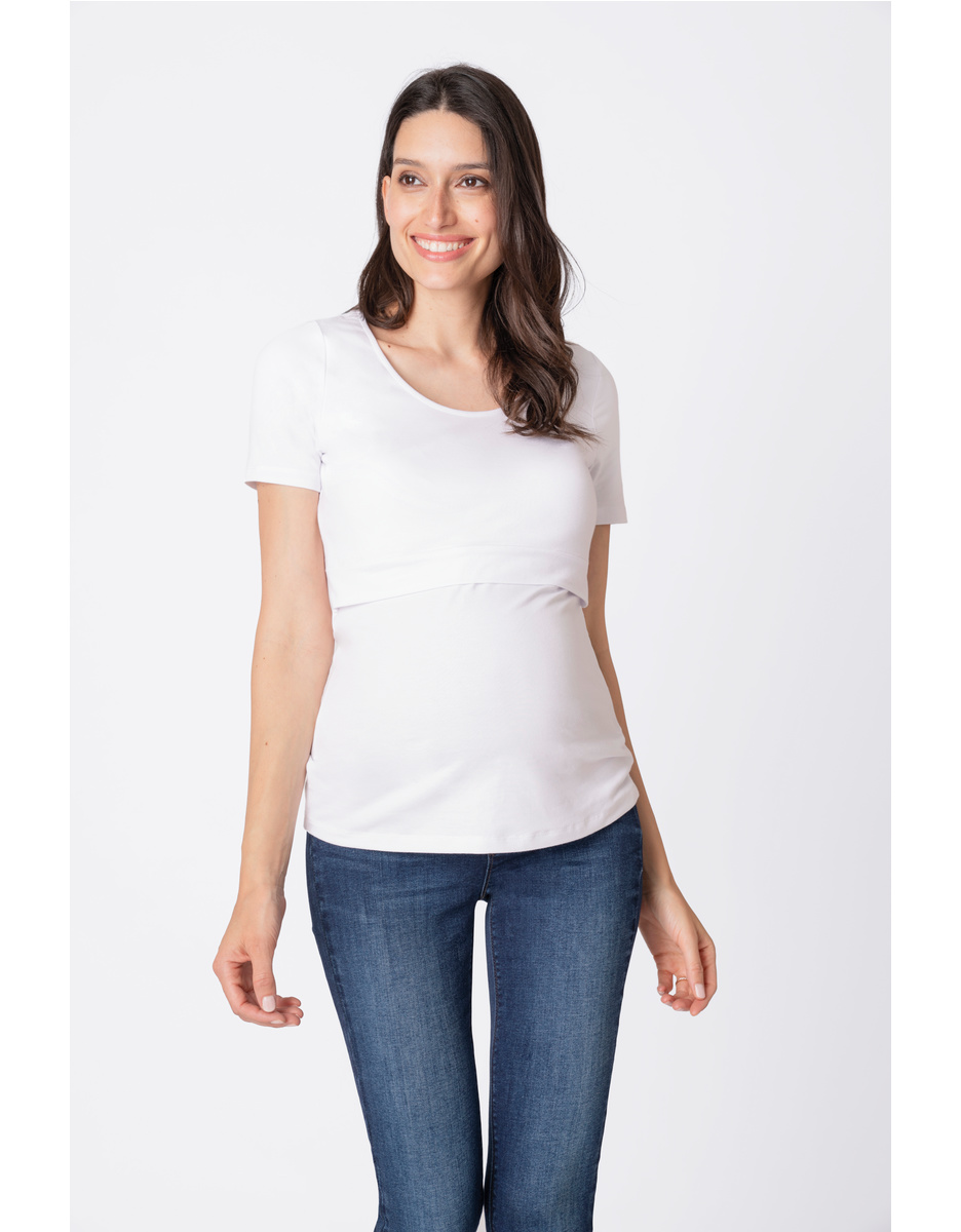 Set van 2 zwangerschaps- en borstvoedings-t-shirts, wit en zwart