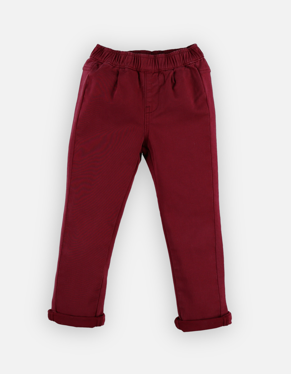 Pantalon "style & confort" en twill et molleton, bordeaux