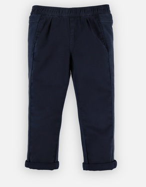 Pantalon "style & confort" en twill et molleton, bleu marine