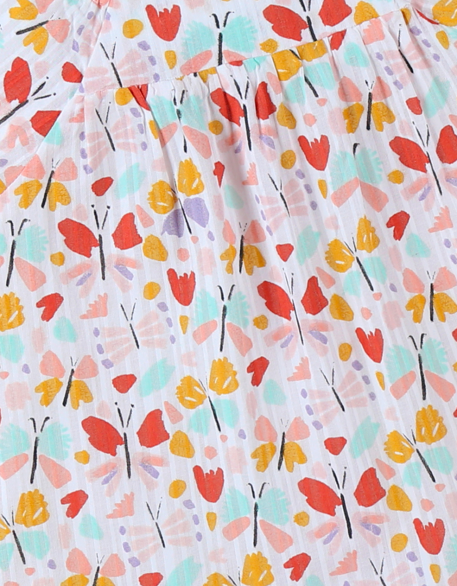 Short-sleeved blouse with butterfly print, multicolor