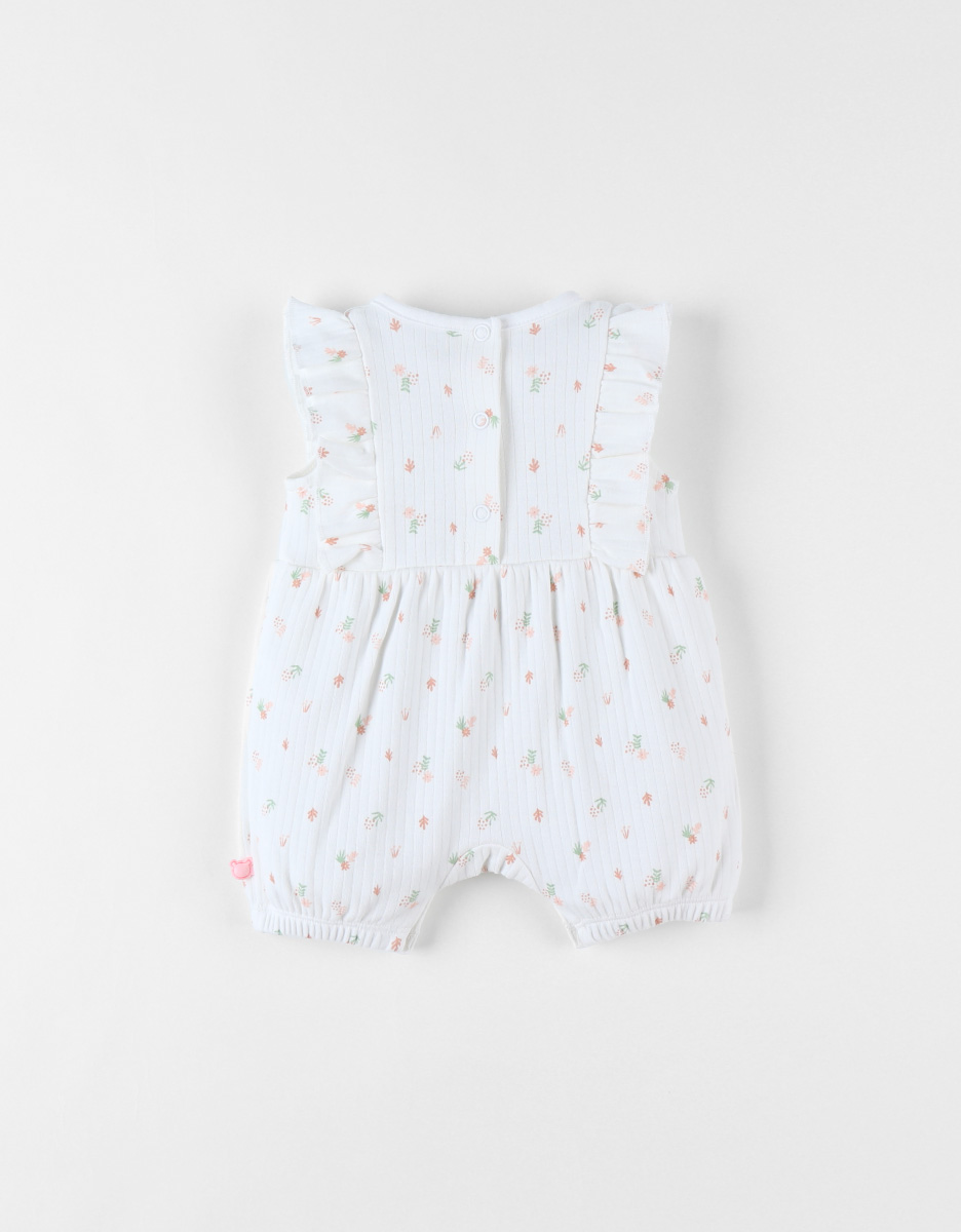 Jersey floral romper, off-white