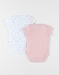 Set of 2 floral and cheetah cotton bodysuits, off-white/medium pink