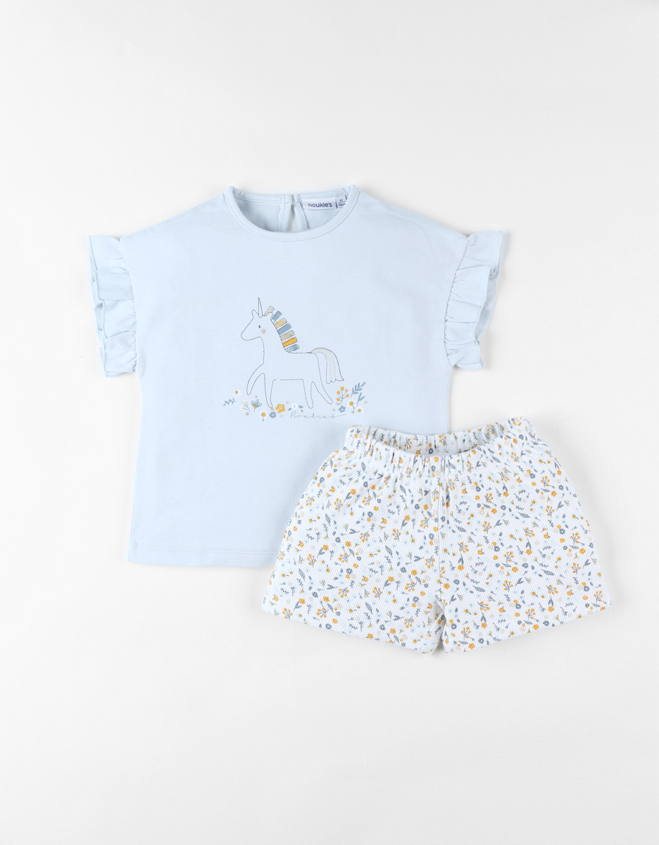 Jersey 2-piece unicorn pyjamas, off-white