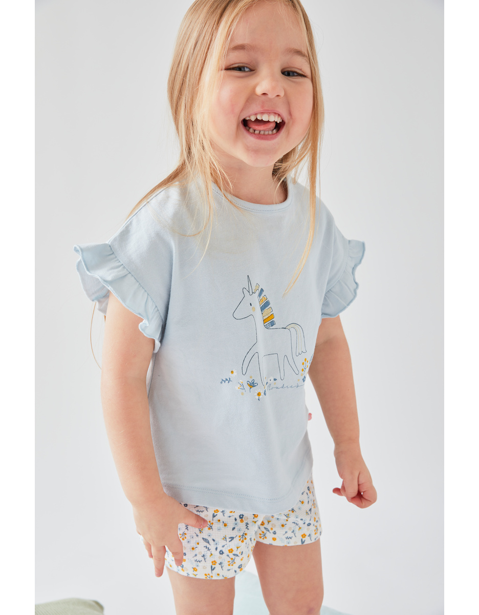Jersey 2-piece unicorn pyjamas, off-white