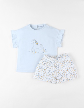Jersey 2-piece unicorn pyjamas, off-white