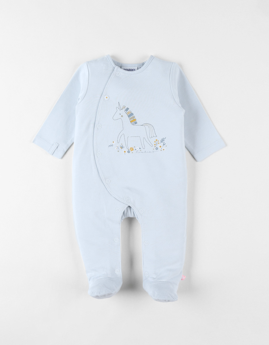 Jersey unicorn 1-piece pyjamas, light blue
