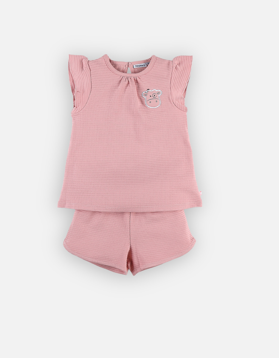 Candy pink 2-piece pyjama in organic jersey