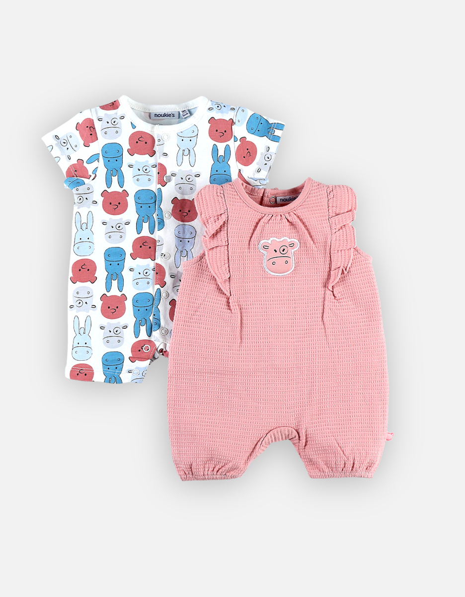 Set met 2 roze pyjama's met korte broek uit katoen