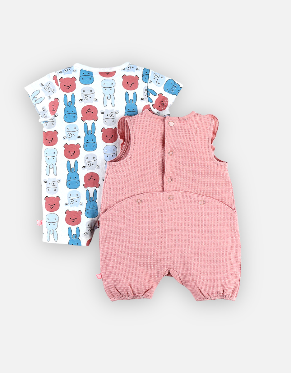 Set met 2 roze pyjama's met korte broek uit katoen