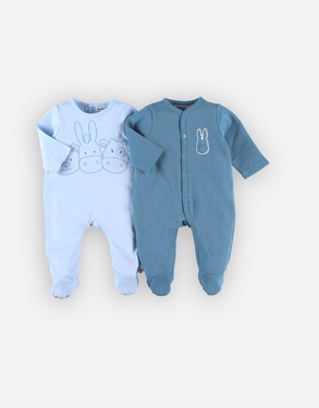 Set of 2 blue cotton sleep-well pajamas
